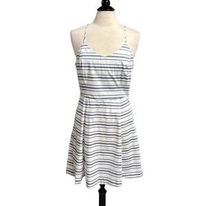 Banana Republic Women's White Stripe Halter Neck Sleeveless Dress 12